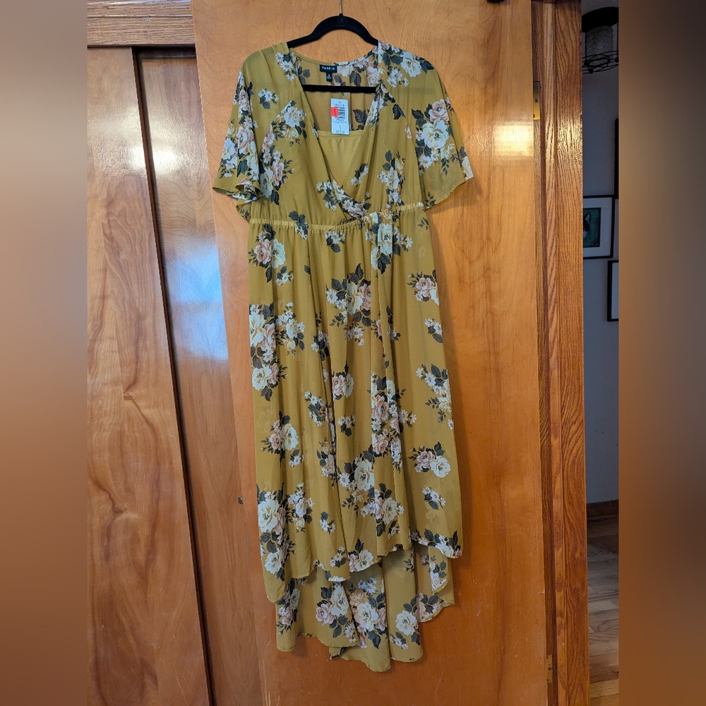 Torrid Yellow Floral High Low Dress